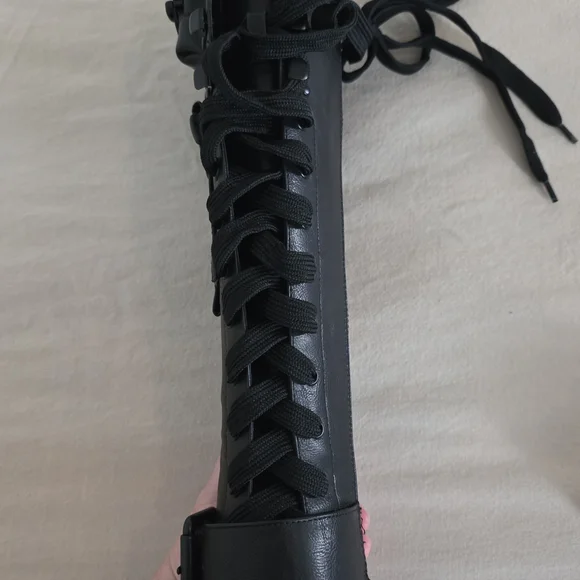 Dolls Kill Black Combat Boots with Pockets - Picture 4 of 12